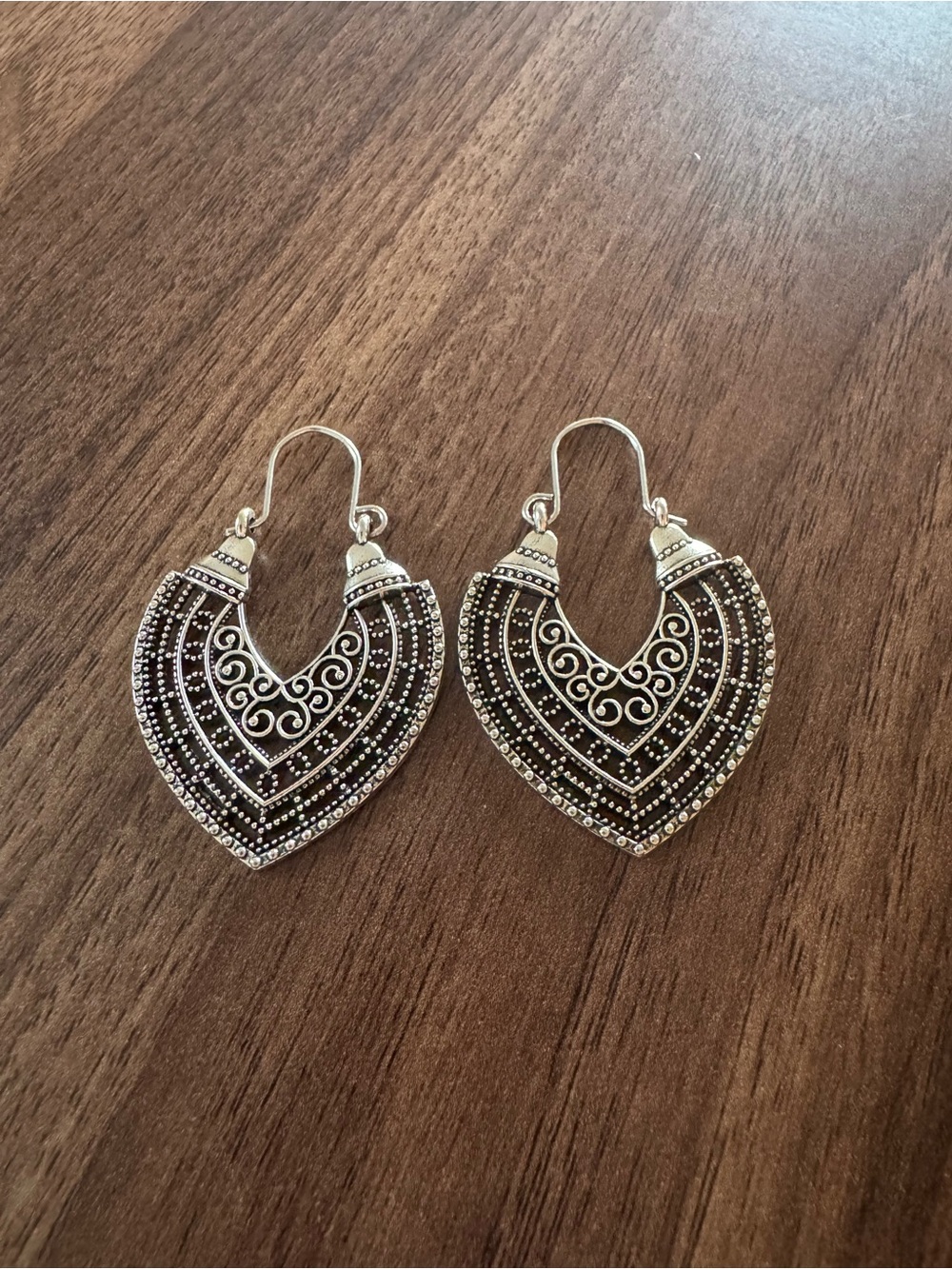 EARTHBOUND Silver-Tone Filigree Heart Drop Earrings